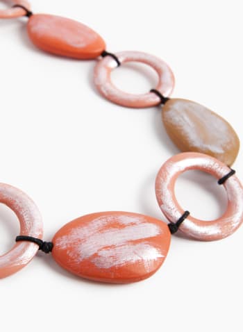 Multicolour Wood Bead Necklace, Orange