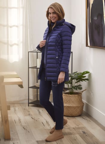 Recycled Packable Quilted Coat, Royal Blue