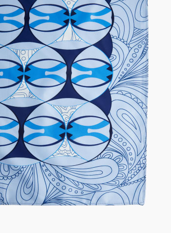 Foulard carré à motif géométrique, Bleu roi