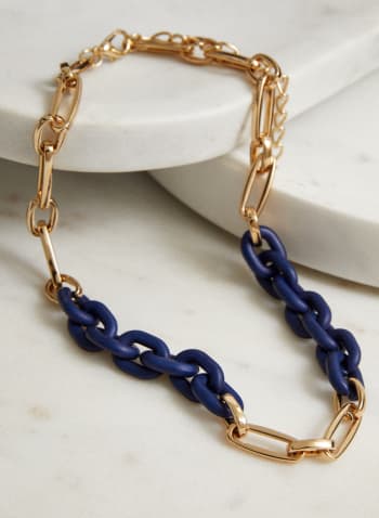 Oval Link Chain Necklace, Blue