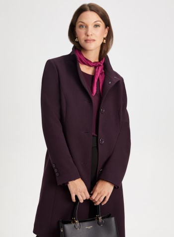 Button Detail Coat, Mulberry