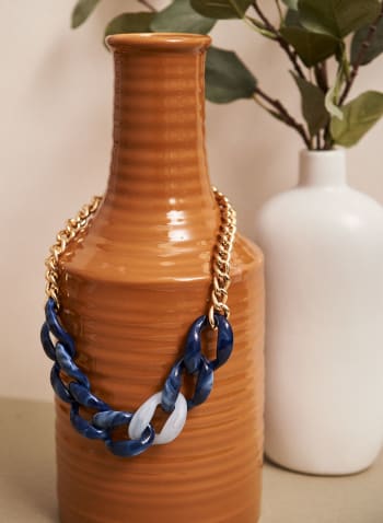 Marbled Resin Chain Necklace, Blue