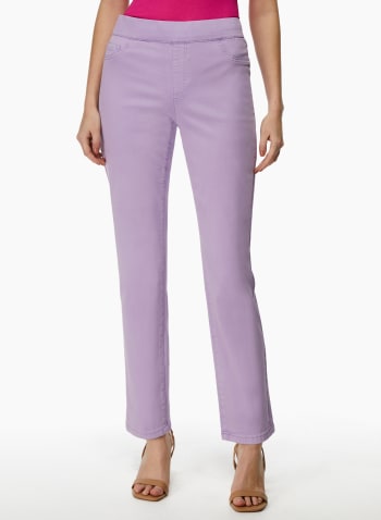 Pull-On Straight Leg Ankle Jeans, New Sweet Orchid