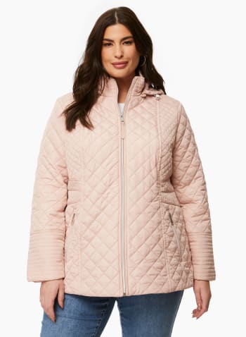 Diamond Quilted Raincoat, Dusty Pink