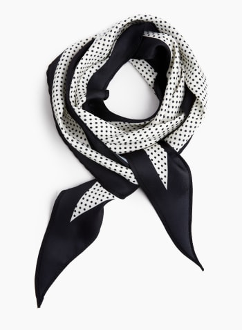 Foulard à pois et bordures contrastées, Noir et blanc
