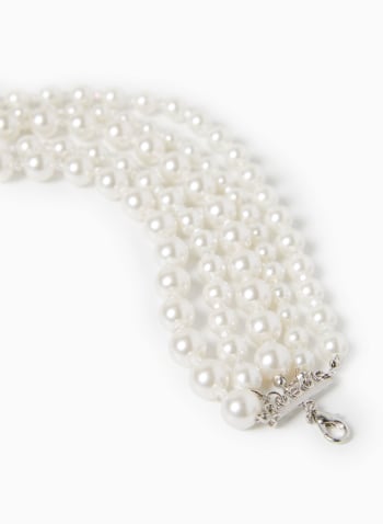 Collier à cinq rangs en perles, Blanc perle