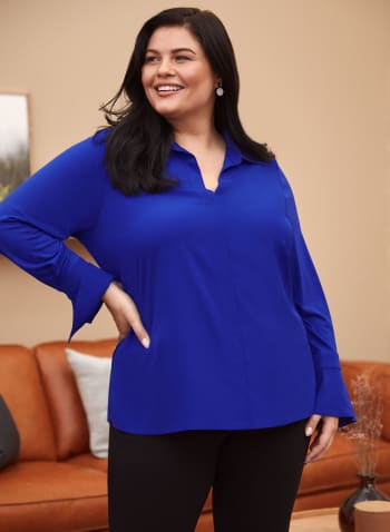 Long Sleeve Blouse, Electric Blue