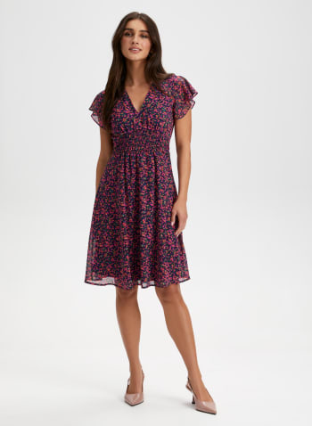 Floral Print Dress, Purple Pattern