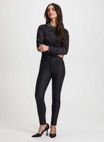 Sparkly Zebra Motif Shimmer Sweater, Black Pattern