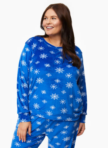 Ensemble pyjama en velours à motifs, Motif bleu