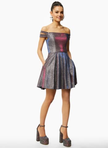 Strapless Glitter Dress, Multicolour