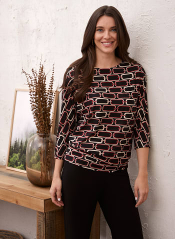 Chain Link Print Top, Red Pattern
