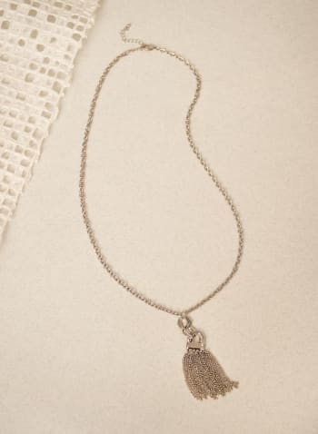 Chain Fringe Necklace, Silver
