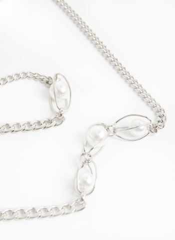 Collier larges maillons et ovales à perles, Blanc perle