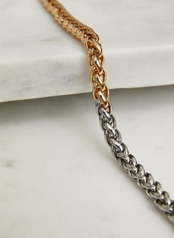Two-Tone Braided Necklace, Yellow
