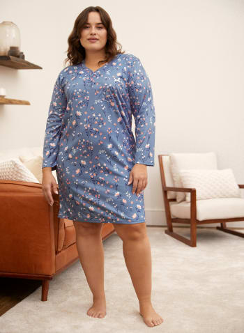 Floral Print Nightgown, Blue