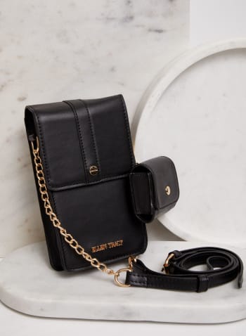 Chain Detail Wallet & Phone Bag, Black