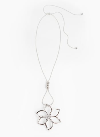 Open Flower Pendant Necklace, Silver