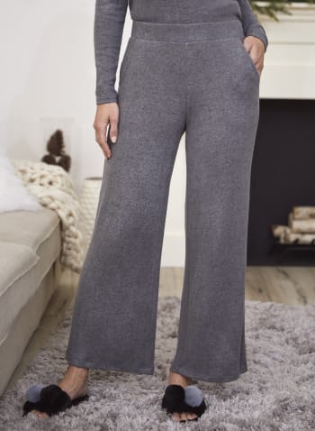 Pull-On Sweater Knit Pants, Medium Grey Mix