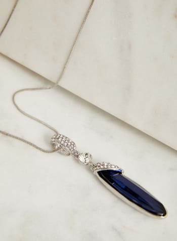 Faceted Stone Pendant Necklace, Blue