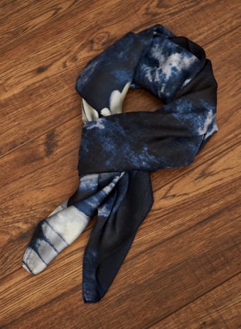 Abstract Wave Print Scarf, Blue