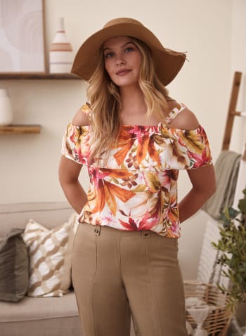 Tropical Off The Shoulder Blouse, White Pattern