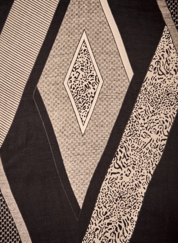 Foulard oblong avec mosaïque de motifs, Motif noir