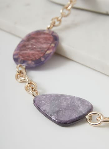 Marbled Resin Insert Necklace, Purple