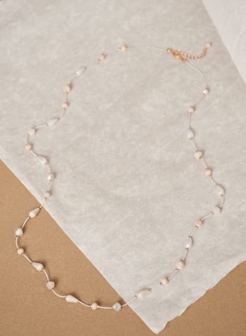 Bead & Chain Necklace, Off White