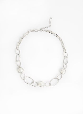 Chain Link & Pearl Necklace, Pearl