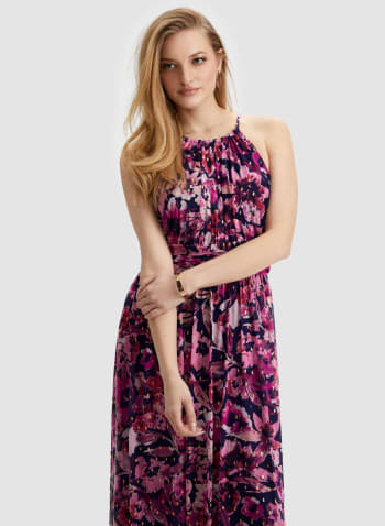 Floral Print Dress, Fuchsia Pattern