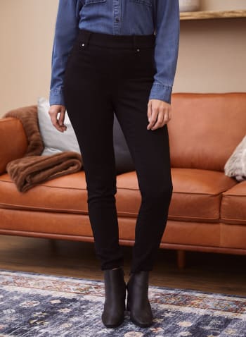 Essential Slim Leg Pull-On Pants, Black
