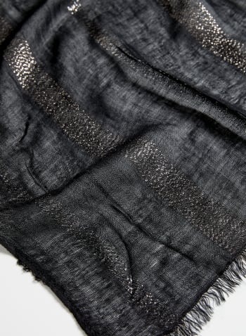 Metallic Stripe Detail Shawl, Black