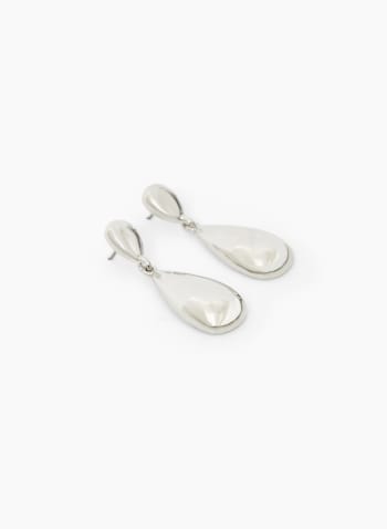 Teardrop Dangle Earrings, Silver