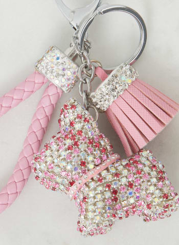Crystal Dog Key Chain, Pink