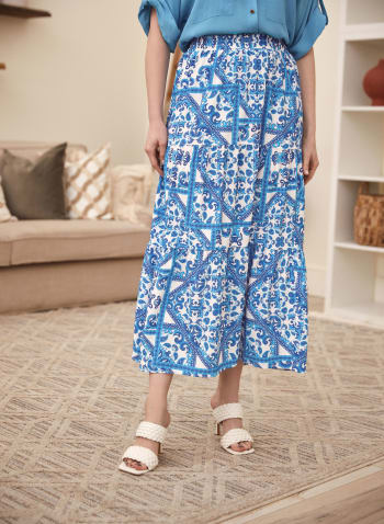 Paisley Print Maxi Skirt, Blue