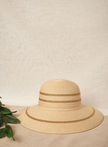 Glitter Stripe Backless Sun Hat, Beige