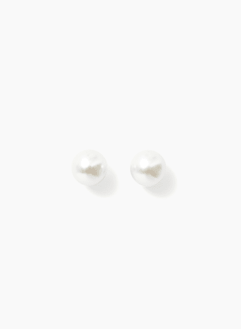 Pearl Stud Earrings, Off White