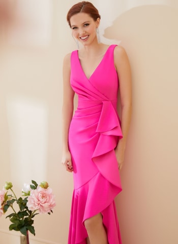 Asymmetrical Flounce Dress, Pink