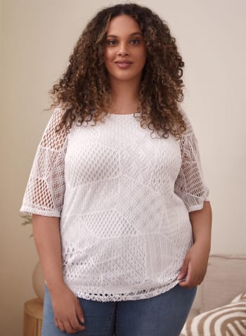 Double Layer Crochet Top, White
