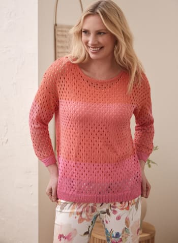 Ombré Dip Dye Crochet Sweater, Orange Pattern
