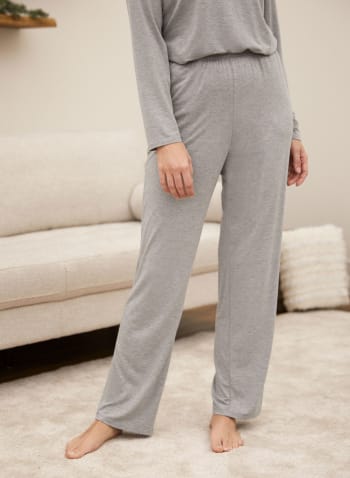 Pantalon de pyjama avec poches, Mosaïque gris clair
