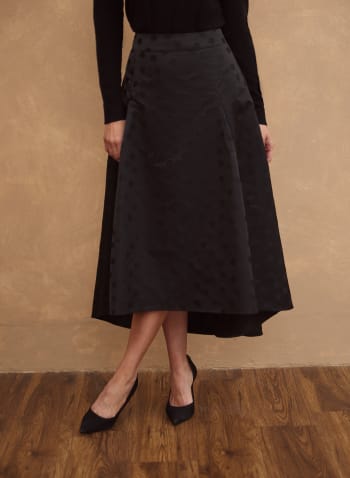 Polka Dot Motif Jacquard Skirt, Black