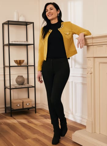 Cropped Faux Leather Jacket, Yellow