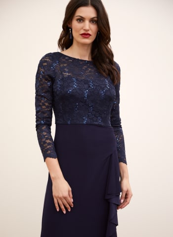 Lace & Sequin Dress, Blue