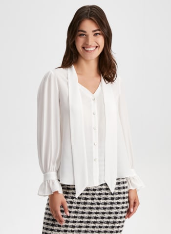 Tie Front Blouse, Ivory