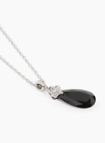 Teardrop Jewel Pendant Necklace, Black