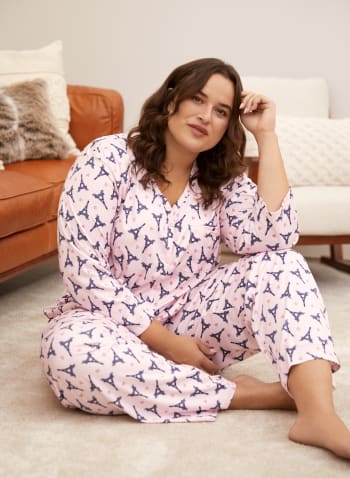 Paris Print Pyjama Set, Pink