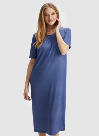 Zig Zag Print Nightgown, Blue Pattern