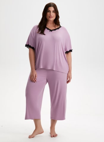 Lace Trim Pyjama Set, Purple